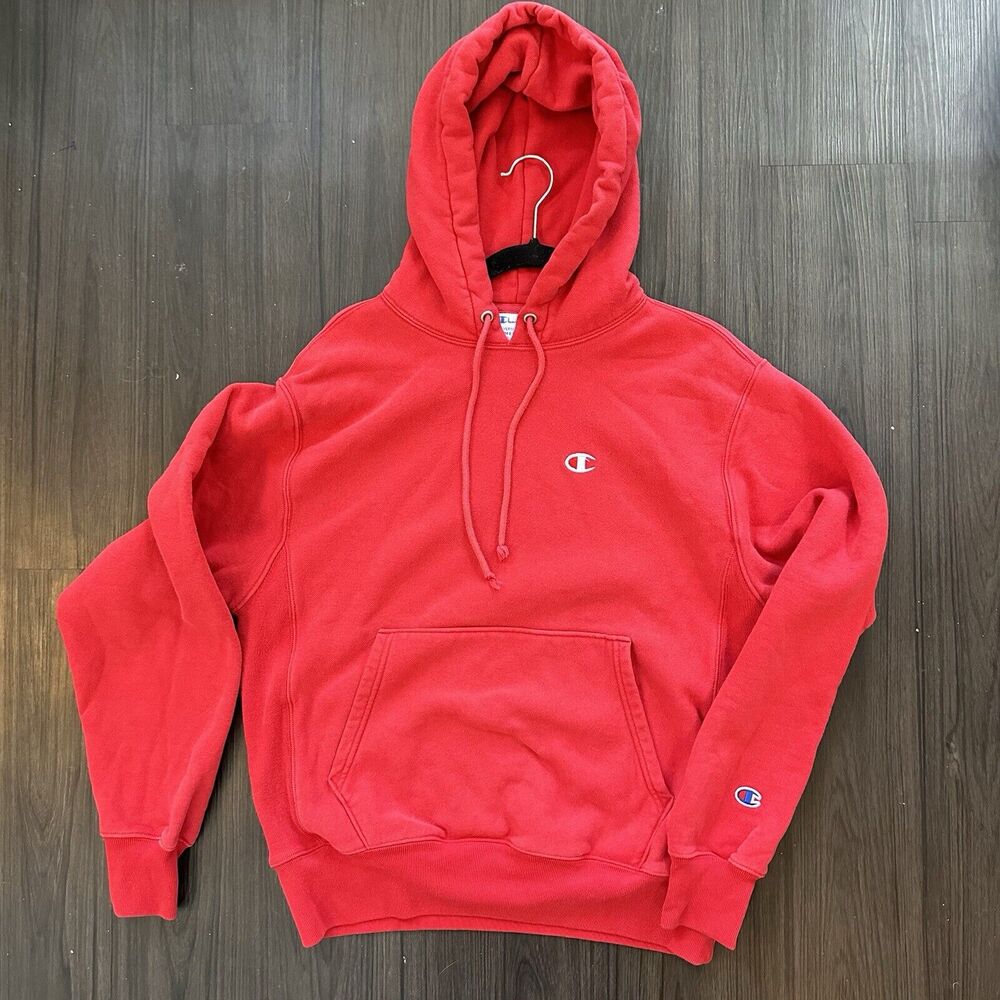 Champion Red Hooded Sweatshirt - Classic Champion Logo